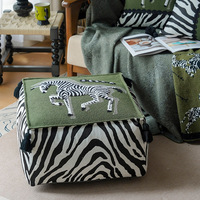 Housse et insert de pouf ottoman de luxe personnalisables à motif zèbre, lavables, pour assise au sol style bohème, prix de gros