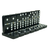 Fabricants Professionnels de Jeux de Dominos en Gros, Jeu de Dominos à Points Blancs Double Six, Boîte Plate Noire en Plastique