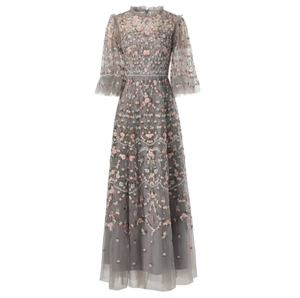 Gaun malam bordir mewah gaun Maxi ulang tahun <span class=keywords><strong>Prom</strong></span> renda kerut musim panas musim gugur wanita gaun pesta Vestidos panjang bunga - Product Image 2