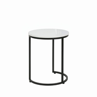 Tables d'appoint gigognes industrielles minimalistes, plateau en béton blanc, base en métal noir, table basse gigogne d'appoint pour salon