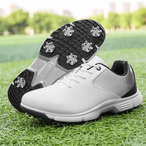 Chaussures de golf respirantes pour hommes en PU, doublure en maille blanche, semelle extérieure en caoutchouc, semelle intermédiaire en EVA, chaussures de sport décontractées pour le printemps - Product Image 1