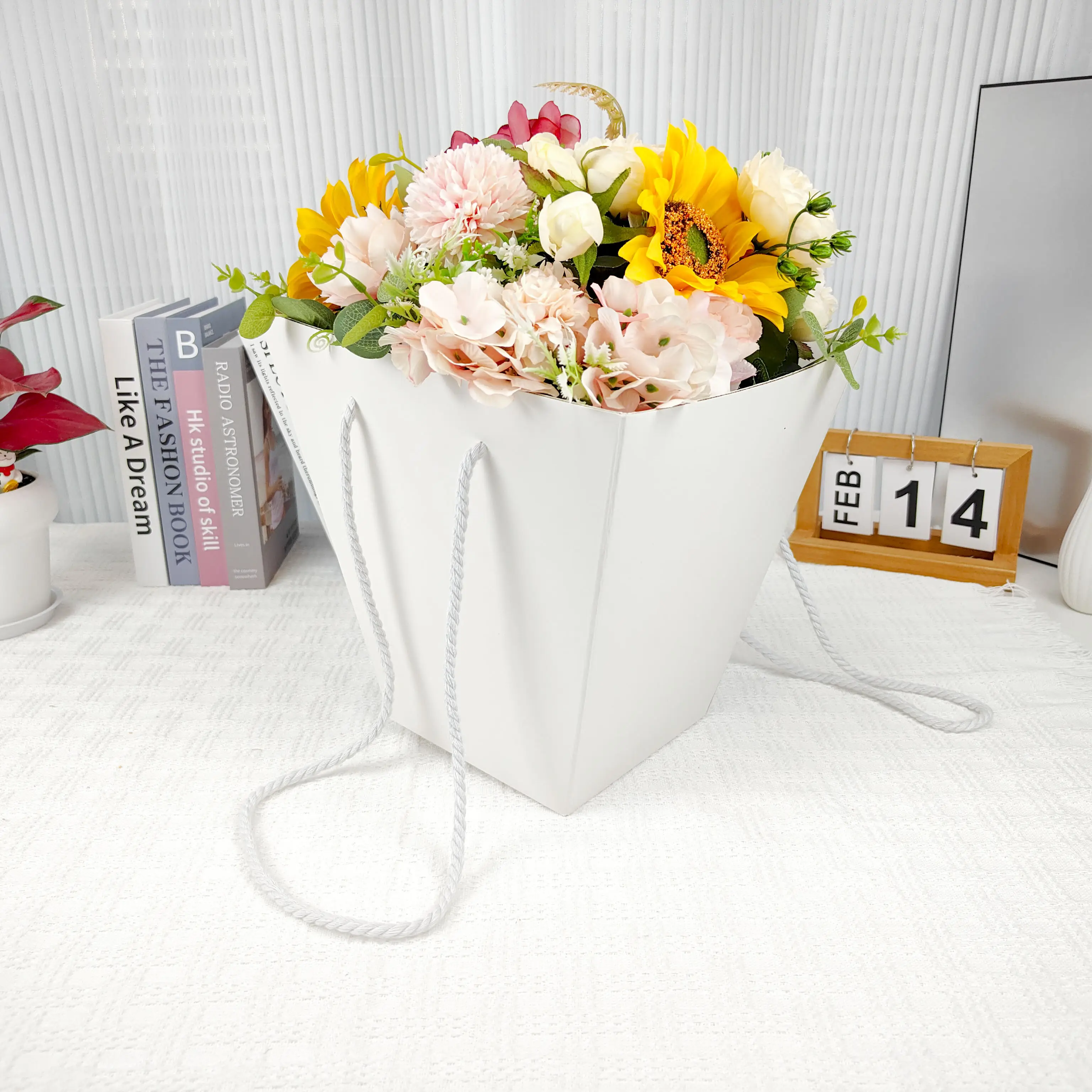 Decoração de casamento Caja de Flores presente de dia das mães saco de flores para buquês arranjo de flores