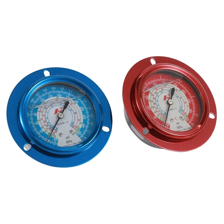 R22 r134a refrigerant high low pressure gauge with steel case and argon oil filled r410a