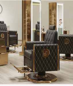 เก้าอี้ตัดผมปรับเอนและยกได้ หุ้มหนังสังเคราะห์ ดีไซน์ทันสมัย สำหรับร้านตัดผมชาย - Product Image 2