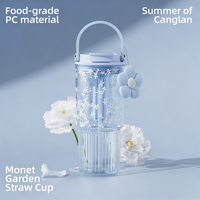 Gobelet à paille réutilisable et écologique pour fille, à motif floral élégant en forme de marguerite et de voiture, avec paille rabattable pour boire directement