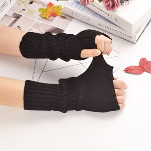 Mitaines tricotées pour femmes, gants longs sans doigts, mitaines de poignet, coude sur les manches, vêtements gothiques pour filles, gants gothiques Punk - Product Image 5