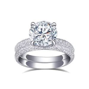 梅西珠宝婚礼/订婚珠宝MSR-825 10k纯金光环堆叠戒指套装CVD HPHT 2.58ct F VS1实验室生长钻石戒指