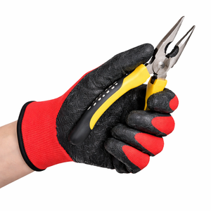 Gants de sécurité en latex et polyester plissé du Vietnam, poignet tricoté élastique, résistants à l'abrasion, pour travaux de construction et industriels - Product Image 2