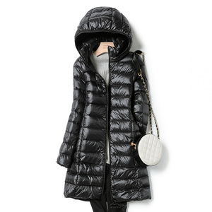 Casual Slim Remove Hood Vestes d'hiver pour femmes Long Down <span class=keywords><strong>Ultra</strong></span> Light Thin Warm Solid Color Down - Product Image 2