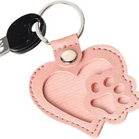 Gantungan Kunci Kulit Berbentuk Dog Tag dengan Liontin Berlian Imitasi, Aksesori Buatan Tangan, Liontin Geometris, Kantong Kunci Kontemporer