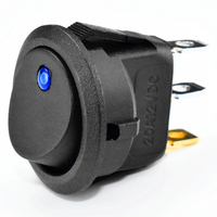Interrupteur CHINE rouge/vert/bleu/jaune/blanc/noir interrupteur à bascule rond en plastique à 3 broches avec interrupteur rond LED 12V Kcd1