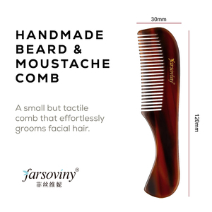 Pettine Tascabile in Acetato di Cellulosa a Denti Fini per Barba e Baffi, Formato da Viaggio per la Cura dei Peli del Viso e della Barba - Product Image 3