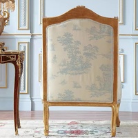 Chaise de salle à manger en bois massif vintage de style français Design de livre en détresse Fauteuil de palais en tissu de soie de luxe pour le salon