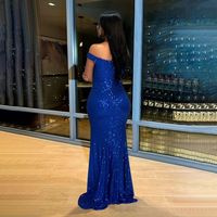 Robe de soirée longue de luxe pour femme, élégante, sans bretelles, ornée de grosses perles, idéale pour mariage et fêtes