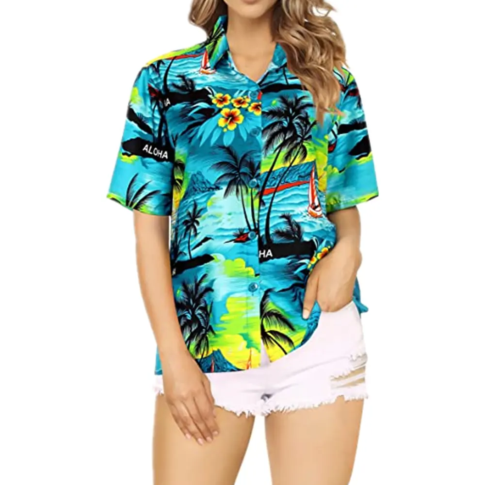 Summer Top Beach Wowomen's Clothing Aloha Shirts Oversized Plus Size Women's Blouses Loose Shirts Woman Tops Fashionable