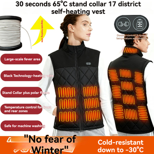 Chaleco Térmico con Batería de Fabricante, Chaqueta Eléctrica Unisex para Hombre y Mujer, 3 Niveles de Calor, <span class=keywords><strong>9</strong></span>/15 Zonas de Calefacción, Chaleco de Plumón Sintético - Product Image 1