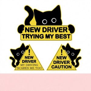 TECKZOOM Nouveau produit : Autocollants réfléchissants en PVC pour capot de voiture, pour apprentis conducteurs, autocollants DIY pour étudiants conducteurs - Product Image 1