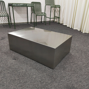 Creative <strong>Small</strong> Modern Polished Stainless Steel Rectangle Accent <strong>Coffee</strong> <strong>Table</strong> for Living Room - Product Image 1