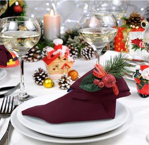 20 inch Burgundy vải bữa ăn tối Khăn ăn mềm có thể giặt và tái sử dụng bảng quay Khăn ăn cho kỳ nghỉ bữa ăn tối bên đám cưới - Product Image 5