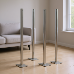 Gambe per Mobili in Ferro Cromato Regolabili in Altezza, Design Industriale Cilindrico Argento per Arredamento - Product Image 2