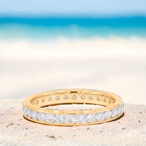 KEEVA JEWELS 1.00Ct F-G/VS Alliance en diamant cultivé en laboratoire pour les femmes 18K or blanc 3.7 MM Channel Set Taille 9 - Product Image 3