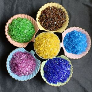 Vendita all'Ingrosso di Fabbrica: Sabbia di Vetro Riciclato Colorata, Verde, Blu, Gialla, Viola, Ambra, per Acquari e Paesaggistica - Product Image 1