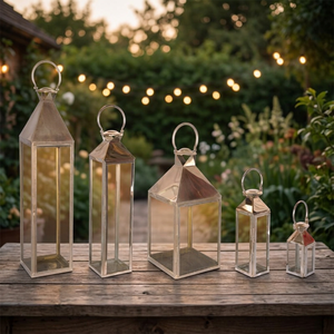 Stainless Steel <b>Lantern</b> Set Home Decorative <b>Candle</b> Holders Durable Metal <b>Lanterns</b> for Indoor <b>Outdoor</b> Use - Product Image 2