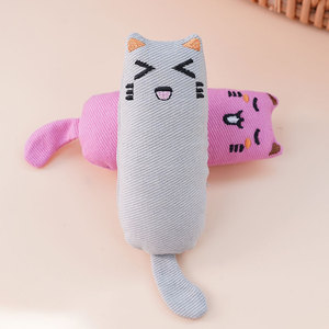 Cute Expression Eco-Friendly Simple Cartoon Thumb Toy Catnip Flax & Cotton <b>Bite</b> Resistant Plush Anxiety Relief Pet Cat Toy - Product Image 3