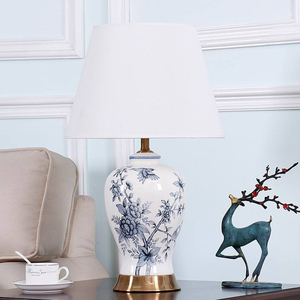Traditional Chinese Ceramic Table Lamp White Porcelain Fabric Pleated Reading Desk Light LED for Bedroom Living Room Study Hotel - Product Image 2