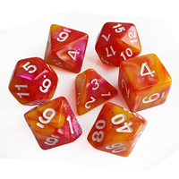 Pabrik grosir 7 buah Set dadu DLD plastik polihedral D4 D6 D8 D10 D12 D20 D % kustom 16mm RPG dua warna Set dadu akrilik