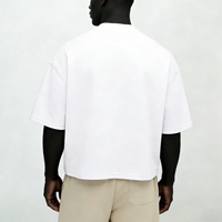 Camisetas Personalizadas de Corte Cuadrado para Hombre, Camiseta de Algodón 100% de Alto Gramaje, Cuello Redondo Acanalado, Estilo Urbano Oversize, Camisetas Cortas de Corte Cuadrado para Hombre