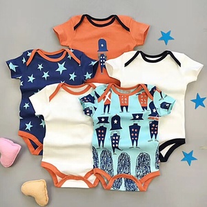 Cinque pezzi del commercio all'ingrosso del pacchetto Neonato manica corta 100% cotone pagliaccetto della ragazza del ragazzo del bambino tute manica corta - Product Image 2