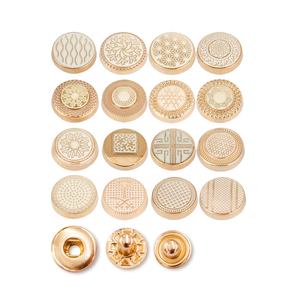 Botón Jinyi de fábrica Thobe decorativo 10mm 12mm redondo de aleación de Zinc Botón de 4 partes Logotipo de prensa botones a presión de Metal personalizados para ropa - Product Image 4