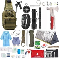 Kit de survie d'urgence sac à dos ensemble d'équipement extérieur avec lampe de poche de premiers soins pelle Multitool Paracord pour le camping