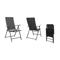 Silla plegable portátil para jardín, brazo de aluminio y acero, color negro
