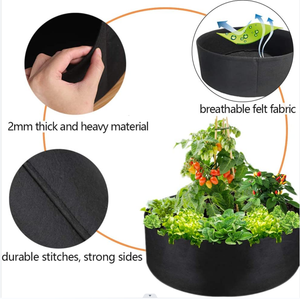 <strong>Best</strong> Selling Black/Gray Non Woven Polyester Felt Reusable <strong>Grow</strong> <strong>Bags</strong> 1-500 Gallon Breathable Eco-Friendly Customizable Sizes - Product Image 3