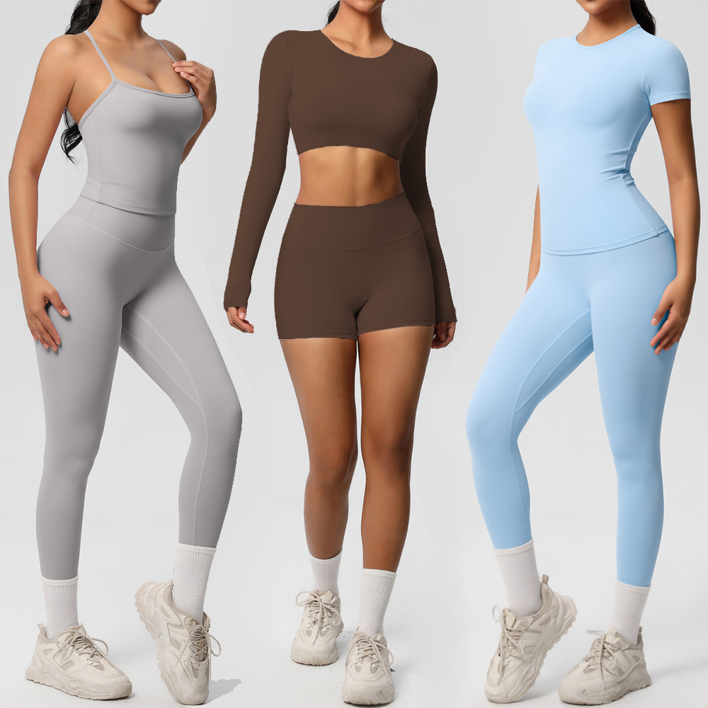Custom Women's 5 Piece Gym Yoga Set Quick Dry Breathable 4 Way Stretch Slim Fit Workout Fitness Activewear