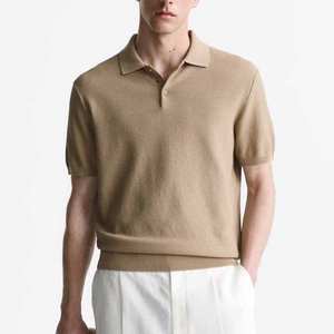 Fabbrica <span class=keywords><strong>Outlet</strong></span> da <span class=keywords><strong>uomo</strong></span> di alta qualità in tinta unita testurizzata per <span class=keywords><strong>Polo</strong></span> in cotone 100% con Logo personalizzato a maniche corte motivo a righe - Product Image 1