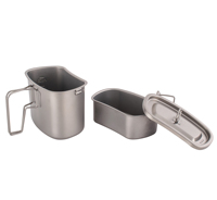 Bouteille d'eau tactique en titane avec gourde 1000 ml, kit de survie et de camping avec pot de 750 ml et tasse de 400 ml