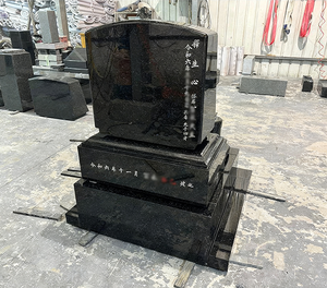 מצבת גרניט שחורה בסגנון יפני מודרני לבית קברות, אנדרטה זיכרון - Product Image 4