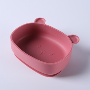 Assiette en silicone style ours de dessin animé, bol pour bébé avec ventouse manuelle, vaisselle de protection - Product Image 3