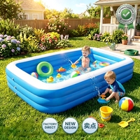 Piscine gonflable en PVC OEM/ODM en gros, épaisseur 0,25 mm, portable, écologique, forme rectangulaire pour enfants et adultes