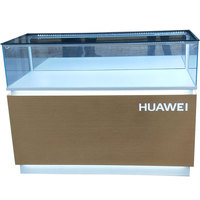 Comptoir d'Exposition Personnalisé en Métal à Éclairage LED pour Produits Électroniques, Présentoir de Téléphone Mobile, Vitrine en Verre au Design Exclusif