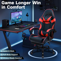 Chaise de jeu PC de course ANJI Factory en stock, rouge, avec repose-pieds et appui-tête – Offre spéciale