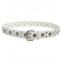 Ceinture noire cloutée avec boucle en alliage argenté, conchos décoratifs, boucle à ardillon classique – Ceinture robuste d'inspiration western