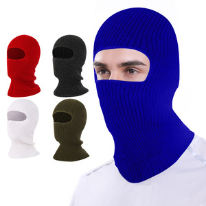 Pasamontañas de punto de un solo orificio, color sólido, unisex, para adultos, máscara deportiva, para esquí, ciclismo, protección facial, cálido para el invierno - Product Image 1
