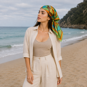 Breathable <b>Silk</b> Square <b>Scarf</b> European American Women Digital Print Adult Fashion Reversible Pattern All Seasons Daily Wear - Product Image 3