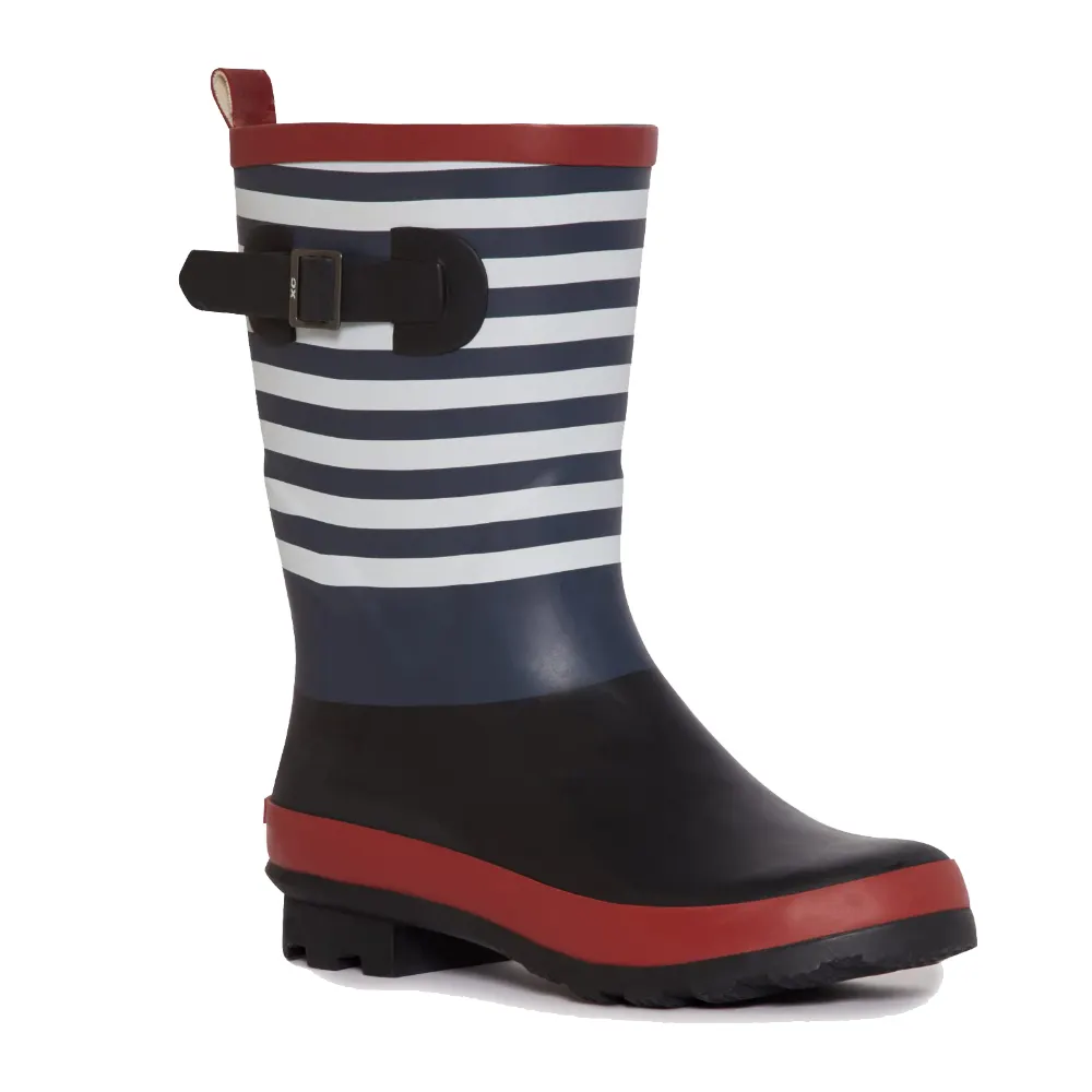 Widely acclaimed Glossy mid-top red trimmed zebra print women's rubber boots Manufacturer and OEM