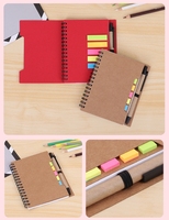 Ensemble promotionnel de notes autocollantes pour étudiants Bloc-notes transparent coloré Impression de logo personnalisé en papier kraft Couverture en cuir Taille A5