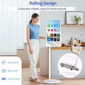 Portable 32 Inch LCD <b>TV</b> FHD Touch Screen <b>Mini</b> Android 12 System Smart Wifi RJ45 USB NFC Stand White Cabinet LED Backlight Portab - Product Image 5